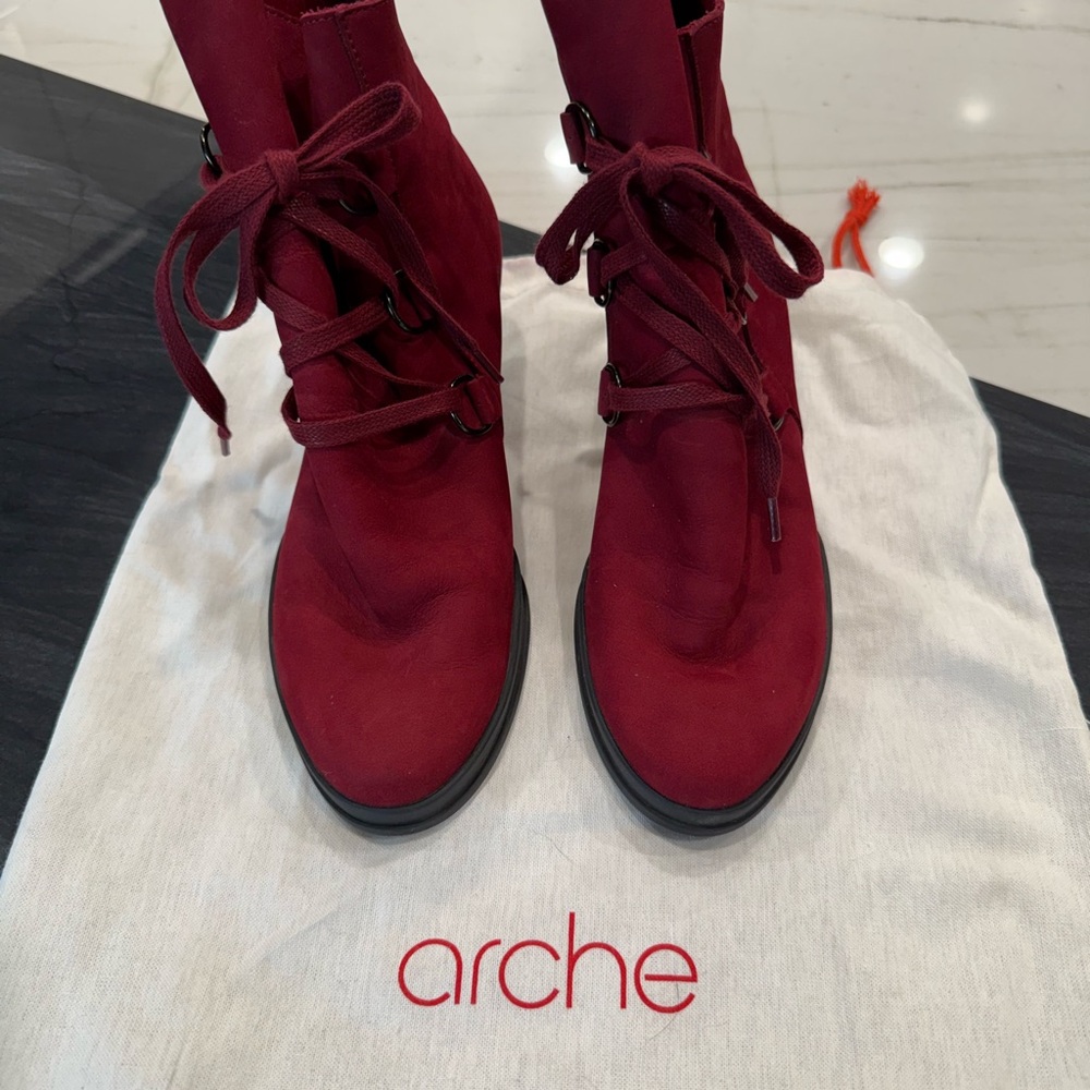 ARCHE ankle boot. Purchased in France. Size 7.5, red suede.